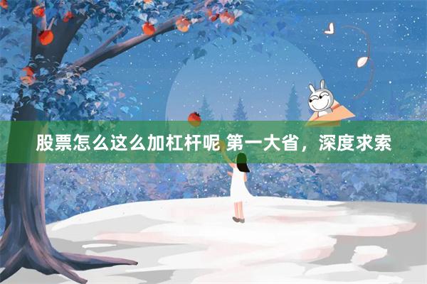 股票怎么这么加杠杆呢 第一大省，深度求索