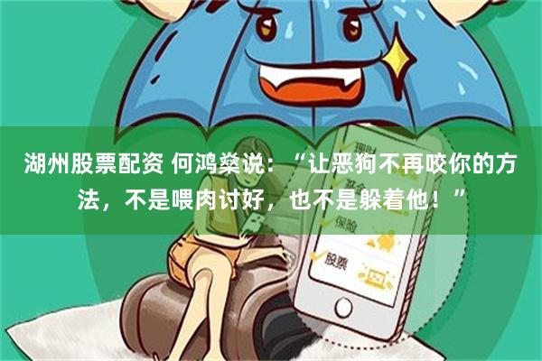 湖州股票配资 何鸿燊说：“让恶狗不再咬你的方法，不是喂肉讨好